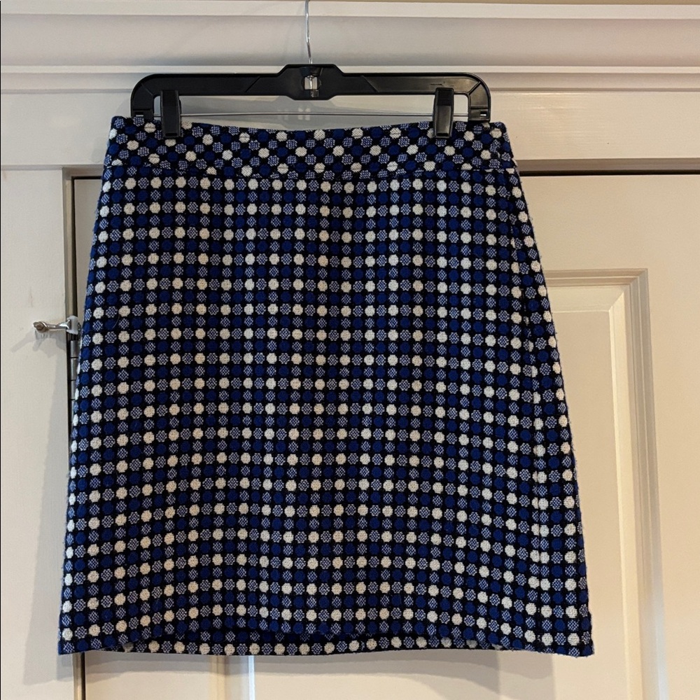 Talbots EUC Sz 6 Classic Royal Blue, Black and White Wool Blend Skirt